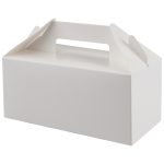 Medium white carry pack with easy carry handle, right side view.