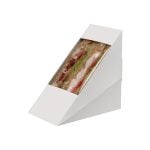 White rear loading sandwich pack, filled with chicken, bacon, lettuce, and tomato sandwich.