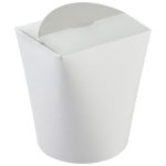 White 750ml tuck top tub, closed, side view.