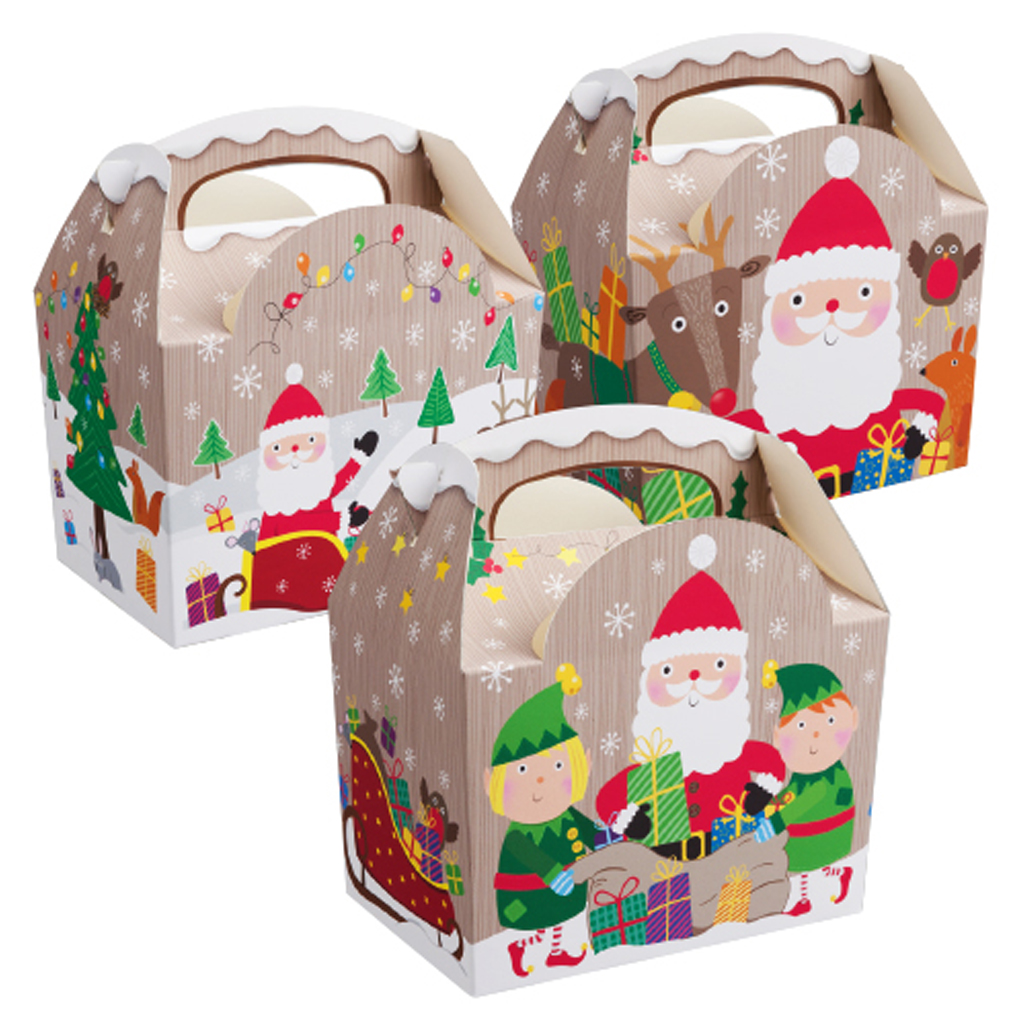 thumbnail image 2 of Vintage Santa Christmas Party Food Boxes & Plates - Festive Tableware Set 2 of 6