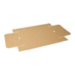 Flat-packed medium kraft platter base with cut-out handles, displayed before folding and assembly.