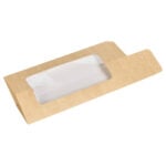 Kraft baguette box with window, empty, flat.
