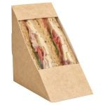 72mm kraft rear loading sandwich pack, filled with cheese, bacon, and lettuce.